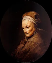 "" Porträtt av Rembrandts sjö "" (Porträtt av Rembrandts mor) Målning av Gerard Dou (Gerrit Dow) (1613-1675) Olja på trä Dim 23,1x19,7 cm Staatliche Museen, Berlin
