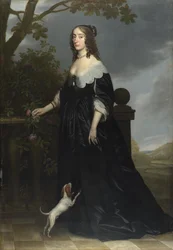 Porträtt av Elisabet Stuart (1596-1662), drottning av Böhmen, hustru till kurfurst Fredrik V av Pfalz och dotter till Jakob I, 1642