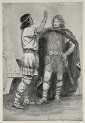 Hereward och Sigtryg, från "Hero Myths and Legends of the British Race" av M.I. Ebbutt