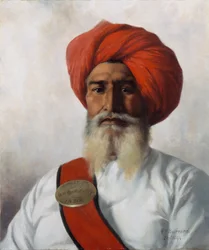 Ganda Singh, en sikhisk chaprassee från överste Wilmers topografiska undersökningsfest nr 14, 1894