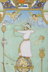 Detalj från allegoriskt porträtt av Jahangir (ogenomskinlig akvarell & guld på papper)