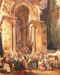 Dörren till klocktornet i St Erasmus i Gaeta, av Giacinto Gigante (1806-1876), Italien