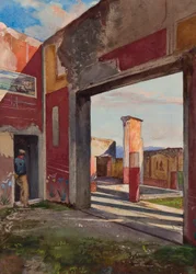Castors och Pollux hus i Pompeji med en officiell guide, med tillägg av en bourbonsk elev