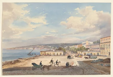 Utsikt från Posillipo mot norr, en av fyra små vyer över Neapel ur ett Album Amicorum