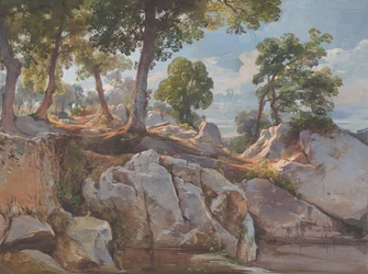 Utsikt över Arlamato Caserlano, Sorrento, studie till ”Ekar i Sorrento”