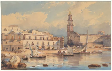 Vy över Marinella, Strada di Portici, nära Neapel