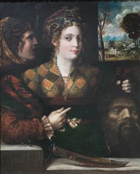 Judith med Holofernes huvud, Giacomo Bertucci, känd som Jacopone da Faenza (olja på duk)