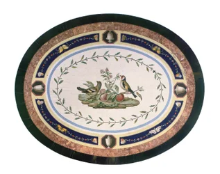 Mikromosaikskiva, Rom, sent 1700-tal (mosaik, ormolu-monterad ebenholts och satinträ)