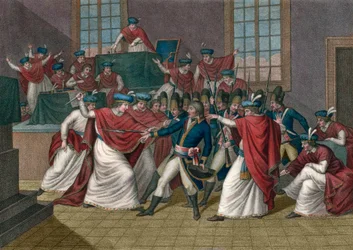 Statskuppen den 18 brumaire (9 november 1799). Napoleon Bonaparte (1769-1821) störtade Direktoriet och blev förste konsul - Statskuppen i brumaire, år VIII - Den 19 brumaire år VIII (10 november 1799) upplöste Bonaparte De femhundras råd