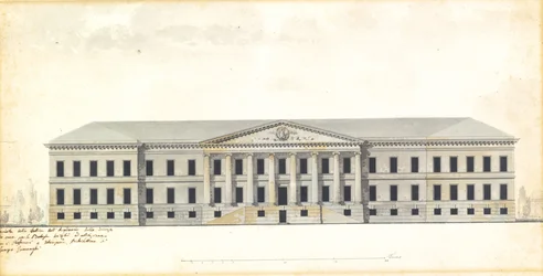 Förhöjning av fasaden på Vetenskapsakademien i St. Petersburg