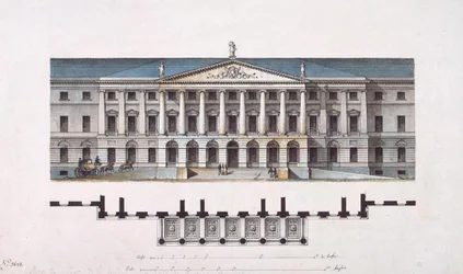 Projekt av Smolny Institute. Huvudfasaden och bottenplanet, 1806-1808