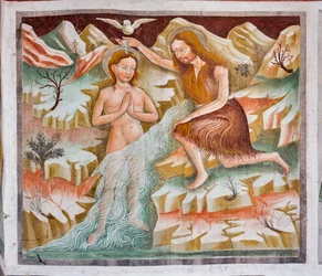 Johannes döparen döper Jesus i Jordanfloden, detalj från Jesu liv