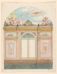 Teckning, målad väggdekoration, 1870