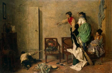 Mus, av Giacomo Favretto (1849-1887), olja på duk, 59x90 cm