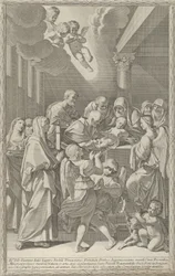 Kristi omskärelse, en grupp män, kvinnor och änglar som omger honom, du..., 1687-1717.