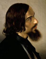 Porträtt av målaren Scamuzza av Giovanni Trecourt (1812-1882)