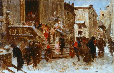 Bröllopet, av Giacomo Di Chirico, olja på duk