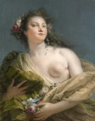 Porträtt av en dam som flora, ca 1760.