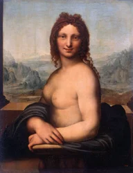 "Porträtt av en naken kvinna" (Mona Vanna eller Monna). Målning av Gian Giacomo Caprotti (Salai) (1480-1524). Eremitaget, Sankt Petersburg