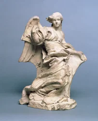 Halvknästående ängel, 1673-74 (lågbränd lera)