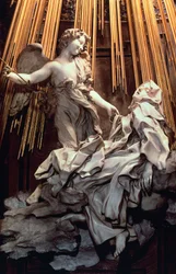 Italien, Rom, Cornaro-kapellet i Santa Maria della Vittoria-kyrkan, Ecstasy of St Teresa of Avila, av Gian Lorenzo Bernini (1598-1680), skulptur i marmor och förgylld brons