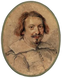 Porträtt av Ottaviano Castelli par Bernini, Gianlorenzo (1598-1680), - Svart krita och sangvin på papper, 24,5x19 - Privat samling
