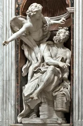 Profeten Habackuk (Habaquq, Habakuk, Habakkuk, Abakuk, Havakuk) och ängeln, marmorskulptur av Gian Lorenzo Bernini (1598-1680), 1656-1661, Rom, Basilica di Santa Maria del Popolo, Cappella Chigi
