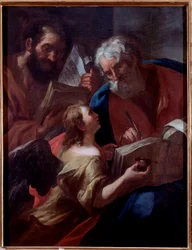 Representation av Saint Matthew och en annan evangelist