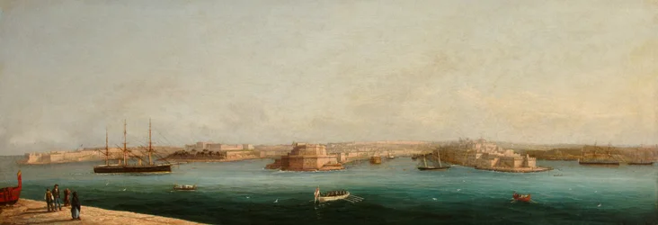 Grand Harbour och de tre städerna från Vallettas kaj, 1869