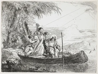 : Den heliga familjen går in i båten från flykten till Egypten, 1750-1753