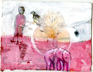 Wood Pigeon and Elephant, 2014 (blandade media)