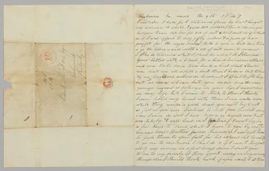 Brev till Samuel Fox från Giles Saunders angående slavhandeln, 9 mars 1847.