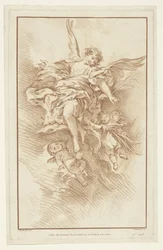 Ängel med tre putti i moln