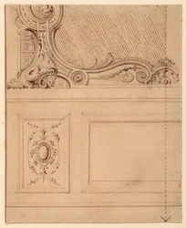 Ritning, Förslag till nedre delen av en väggpanel, 1714