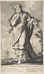 Artemis, ca. 1639-40. Skapare: Gilles Rousselet, Abraham Bosse.