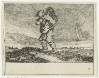 Dune landskap med en fiskare Verscheyden Stränder och vattenscener gjorda av Jan Percelles (serietitel)