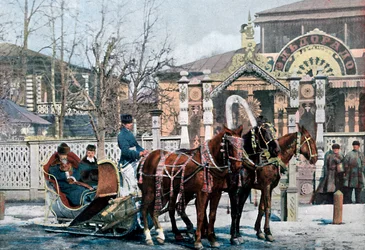 En trojkasläde i Moskva, Ryssland, c1890