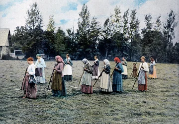 Höslagning runt Moskva, Ryssland, c1890