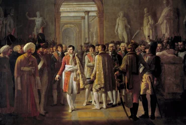 Kejsar Napoleon I (1769-1821) tar emot deputerade av Armee efter sin kröning 8 december