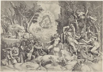 Cephalus en de Bosgoden beweenen de dood van Procris Procrinus av kungen av Aten / Dotter och hustru till Cephalus, av samma make omedvetet (titel på objekt)