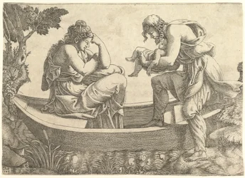 Danae och spädbarnet Perseus kastades ut i havet av Acrisius, 1543.