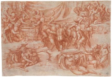En bacchanal med barn, efter Michelangelo