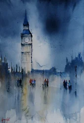 Big Ben i regnreflexer