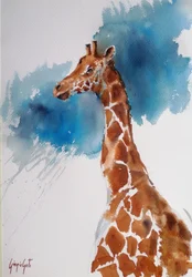 Majestätisk giraff i akvarell