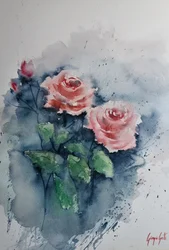 Rosa akvarellrosor