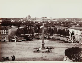 Utsikt över Piazza del Popolo från Pincio (eller Pinciano Hill), Rom