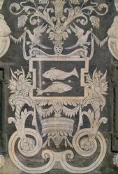Allegoriska figurer och stjärntecken, av Giorgio Vasari, Tommaso Battista del Verrocchio och Alessandro Forzori, Palazzo dei Cavalieri eller Palazzo della Carovana, Piazza dei Cavalieri, Pisa, Toscana, Italien