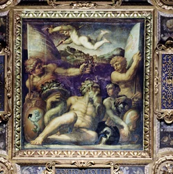 Allegori över Cortona- och Montepulciano-regionerna från taket på Salone dei Cinquecento, 1565 (panel)