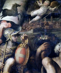 Allegori över staden Arezzo, Italien