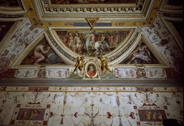 Detalj av Lorenzo il Magnificos rum som representerar slaget vid Sarzana (fresk